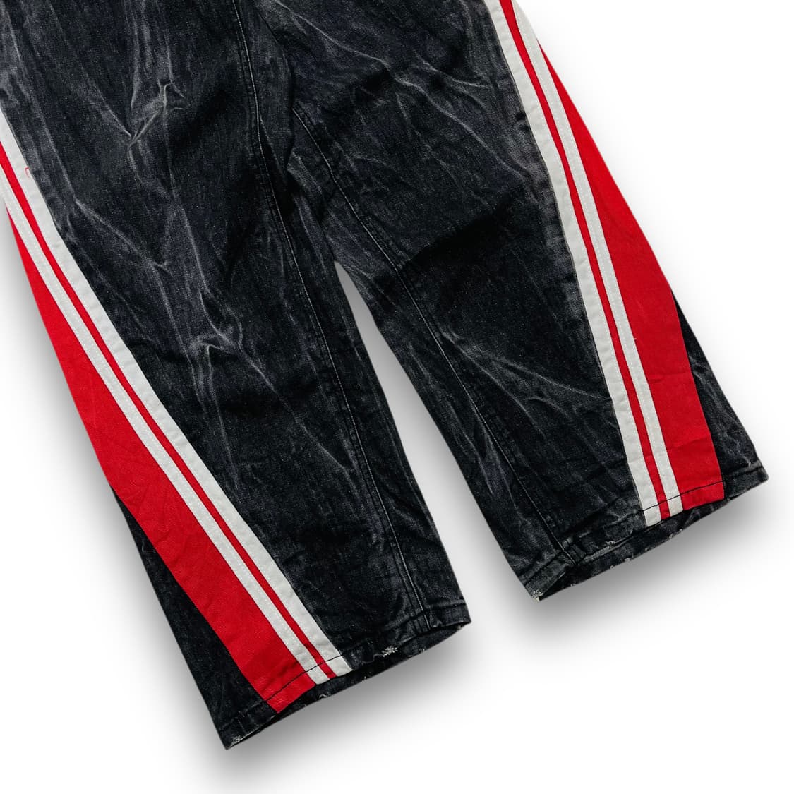 UUL 사이드 레드 트랙 와이드 흑청 데님팬츠 상품이미지5
