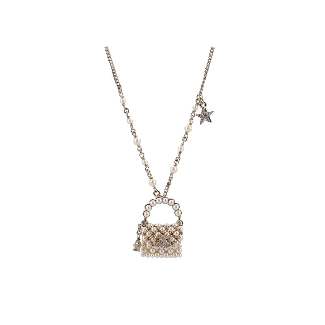 샤넬 펄 백 펜던트 네크리스 골드 메탈 상품이미지1