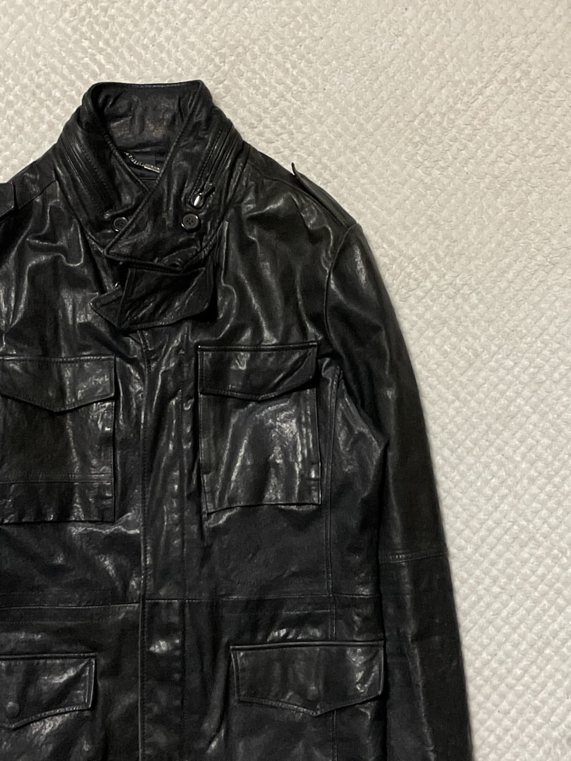 SIEG 웨스턴 무드 램스킨 양가죽 절개 포켓 레더 자켓 상품이미지3