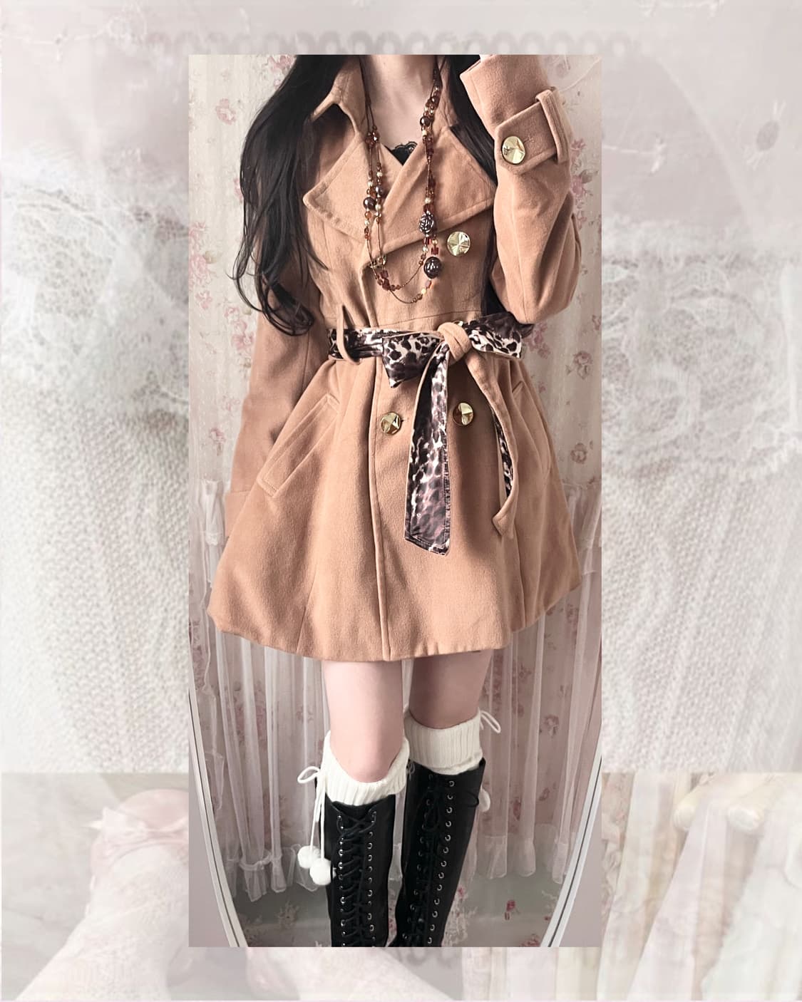 Vintage GRL ギャル leopard brown coat  상품이미지5