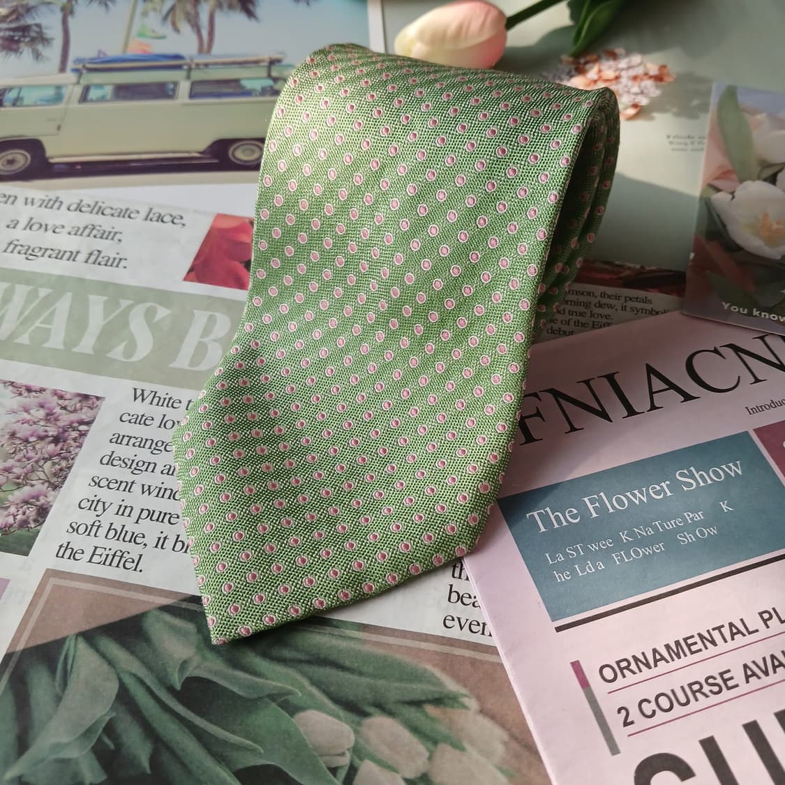 알테아 실크 그린 도트 넥타이 9.3cm A+등급 A19745
 상품이미지4