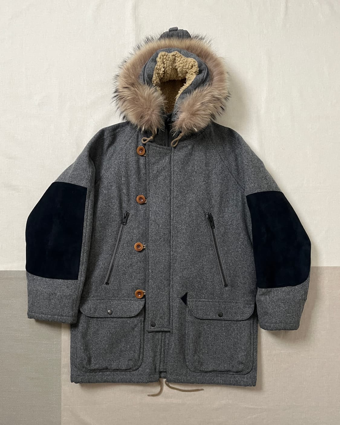 Kolor 멜튼 울 퀄팅 후드 파카 컬러 라쿤퍼 상품이미지1