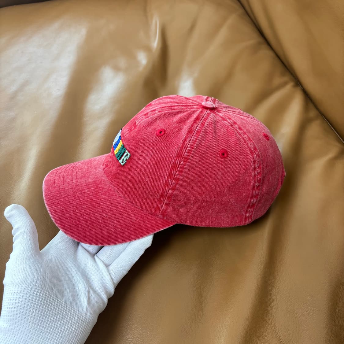 슈프림 6패널 볼캡 모자 피그먼트 워시드 레드 멀티 컬러 로고 상품이미지4