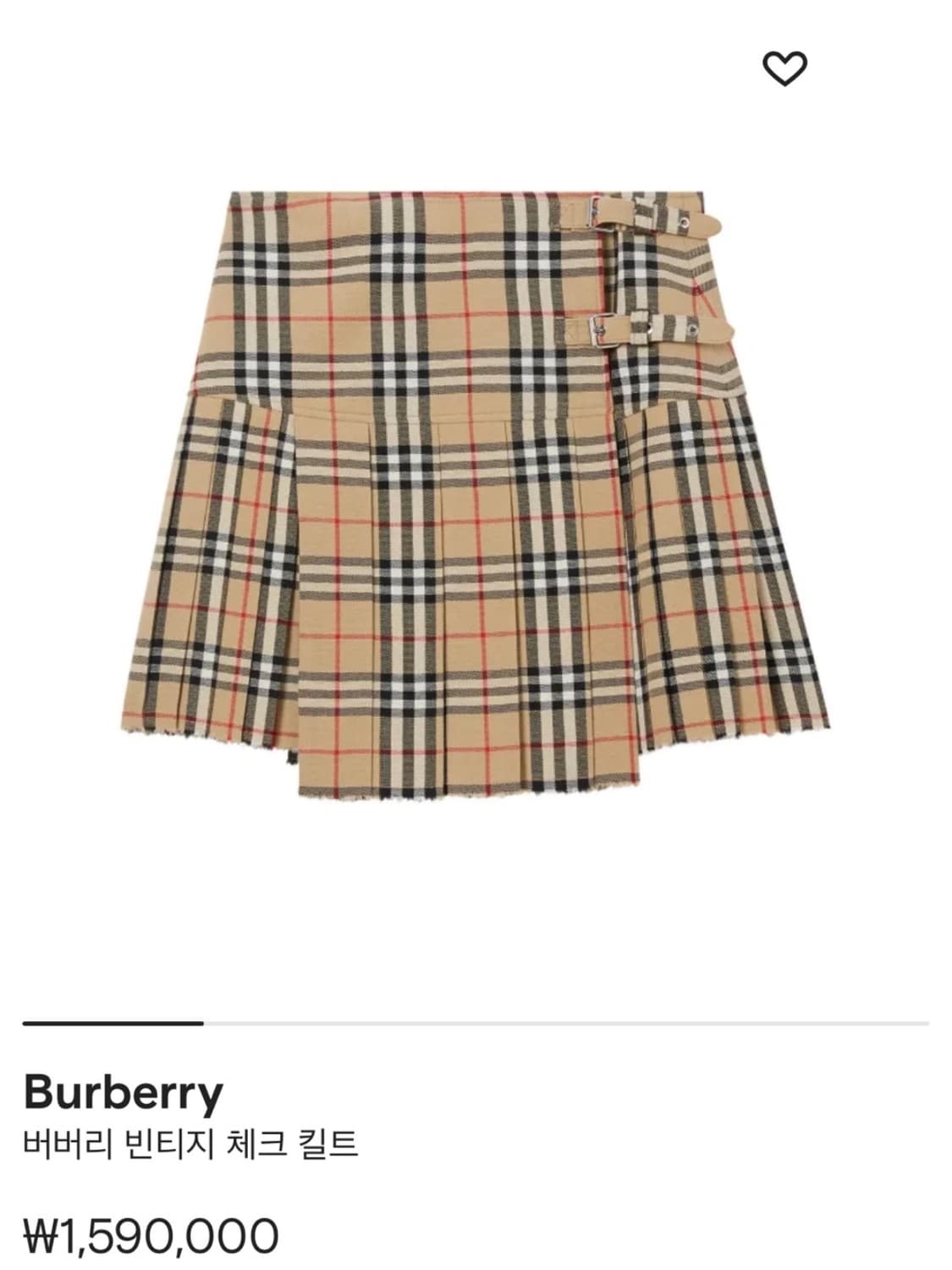 버버리 플리츠 체크 울 미니 킬트 uk6 상품이미지1