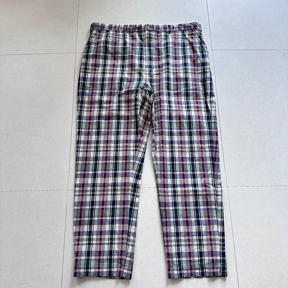 90s 폴로 랄프로렌 마드라스 체크 신치백 코튼 팬츠 38x30 상품이미지1