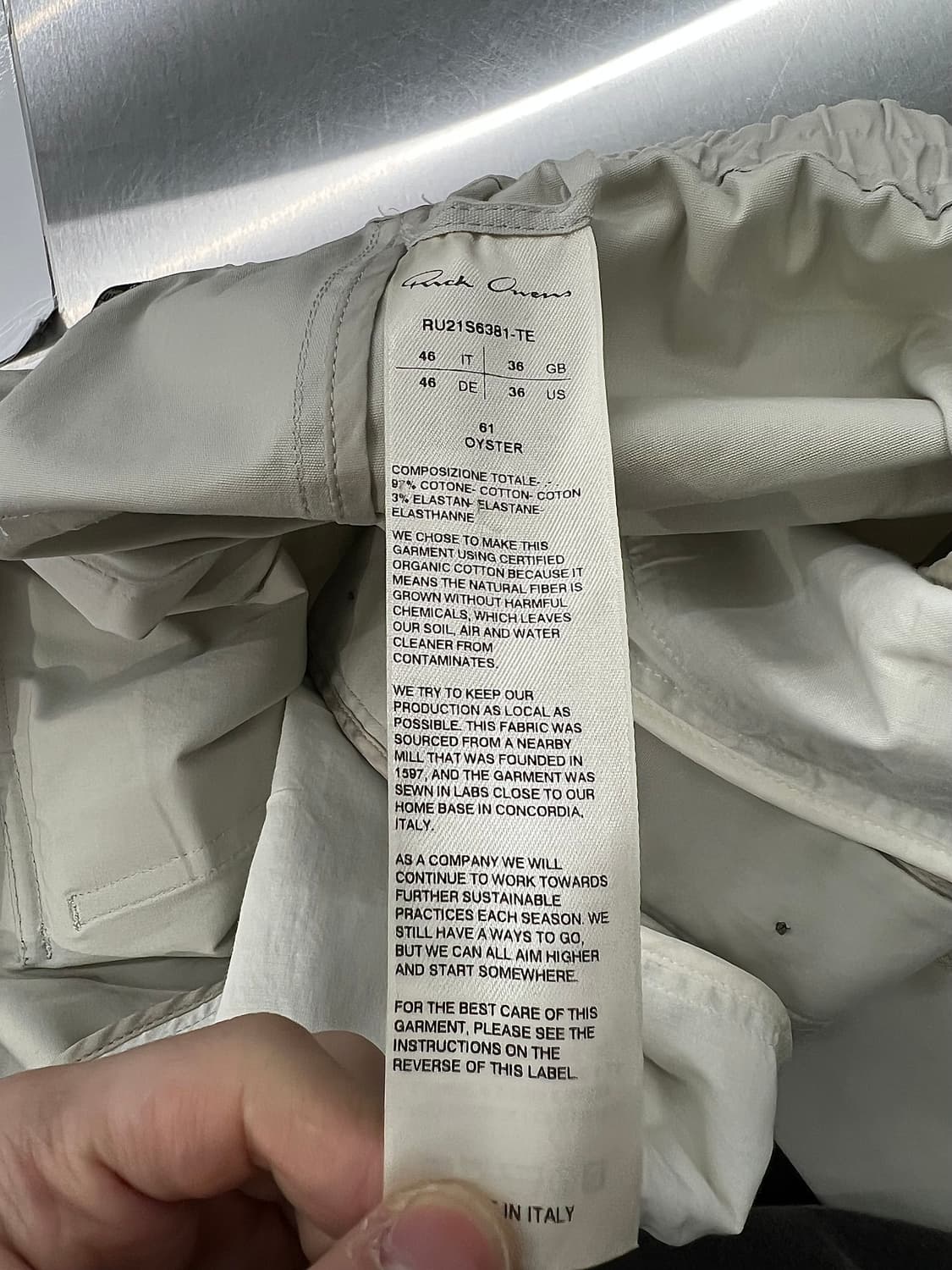 릭오웬스 21ss 베이지 코튼 드로스트링 크롭 카고 팬츠 상품이미지8