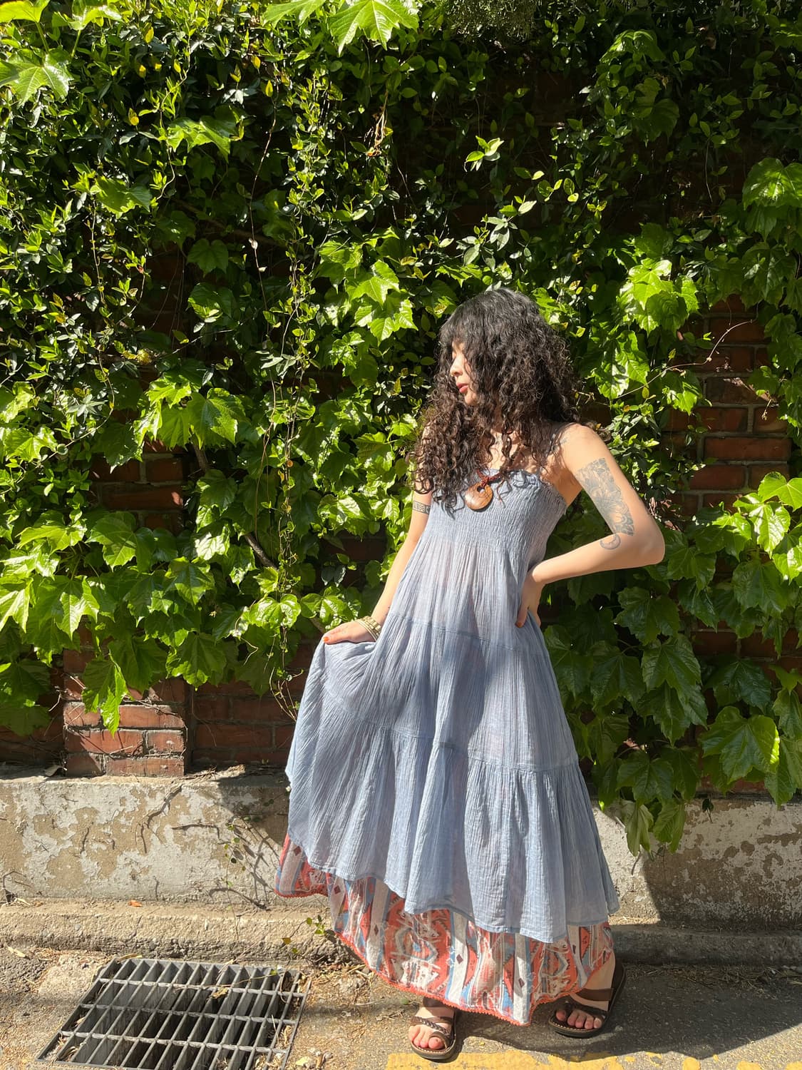 스카이 블루 캉캉 미디 원피스 상품이미지2