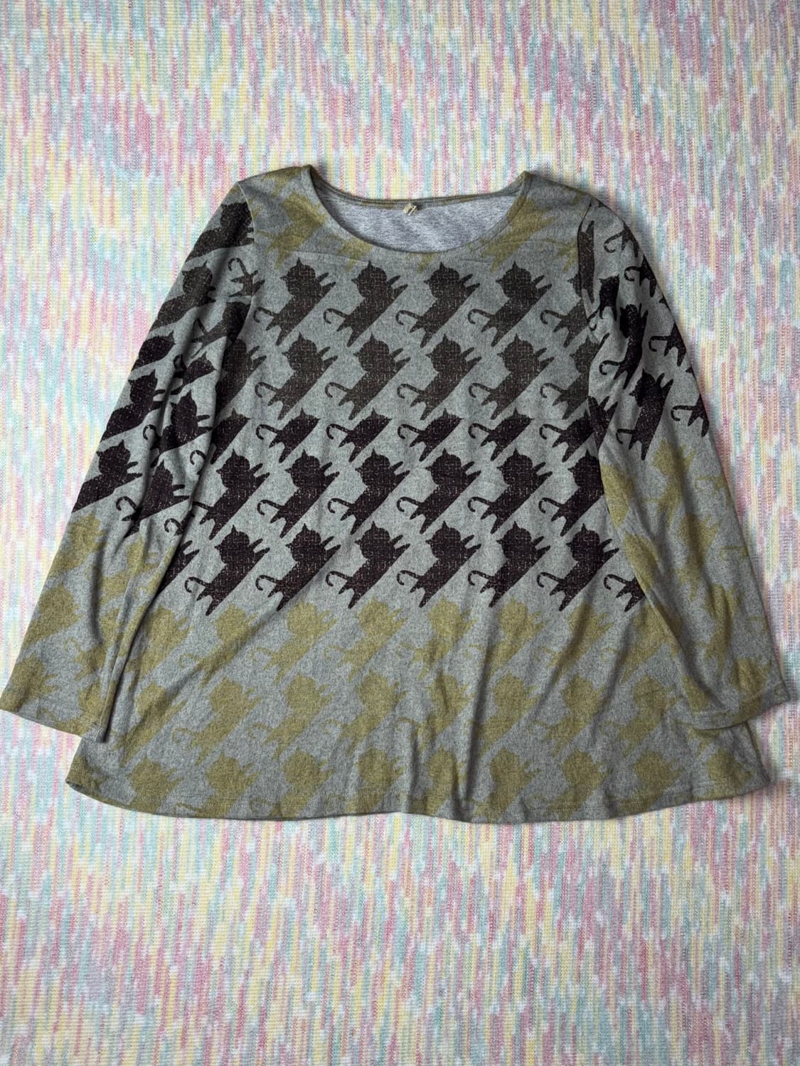 고양이 패턴 긴소매 티셔츠 상품이미지5