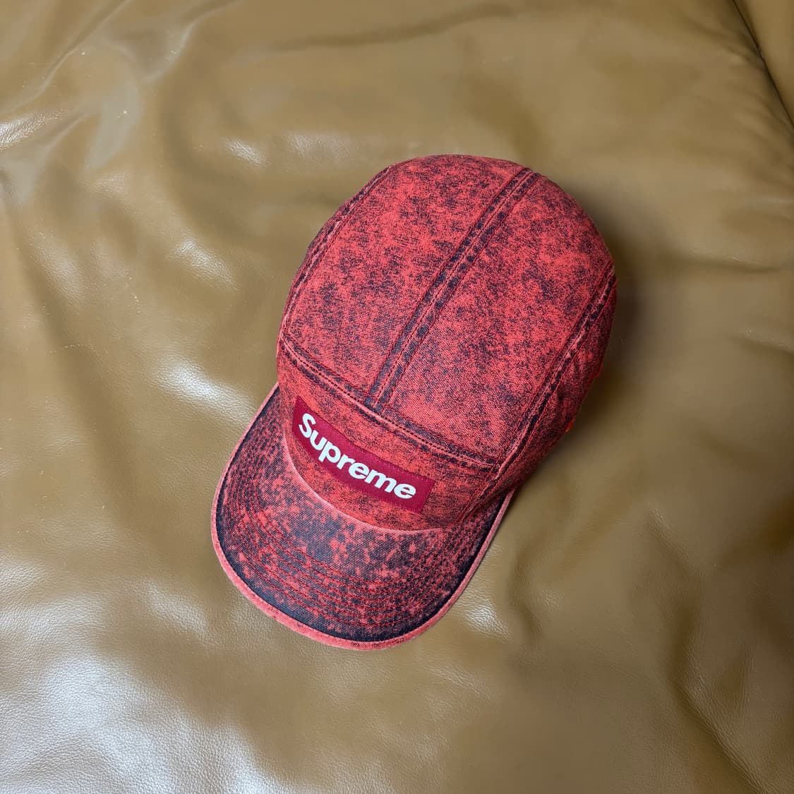 슈프림 캠프캡 모자 박스로고 코듀라 워시드 코랄 레드 상품이미지5