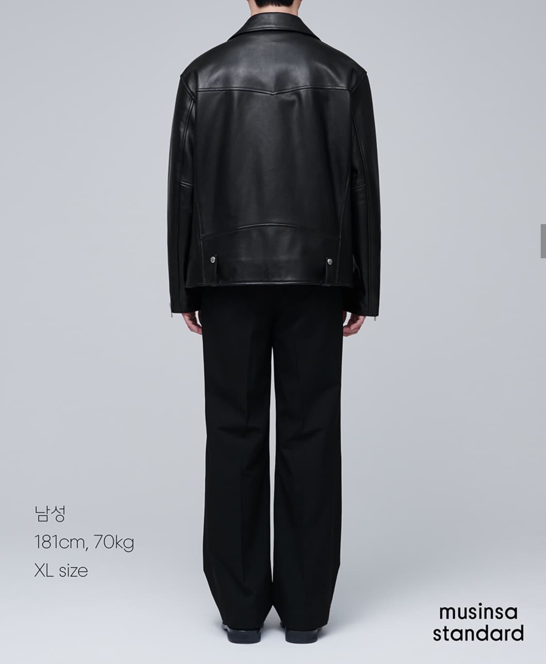 무신사스탠다드 램스킨 오버사이즈 라이더 자켓 블랙 (M) 상품이미지9