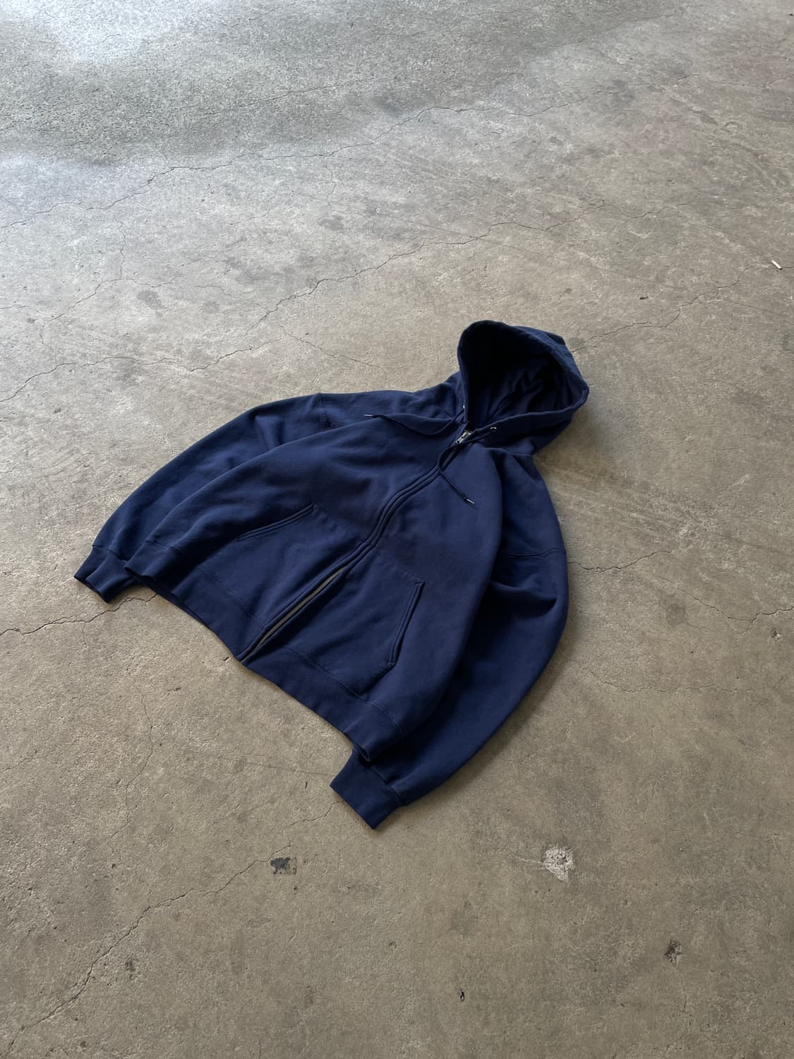 90s Hanes Navy Blank Hood Zip 상품이미지3