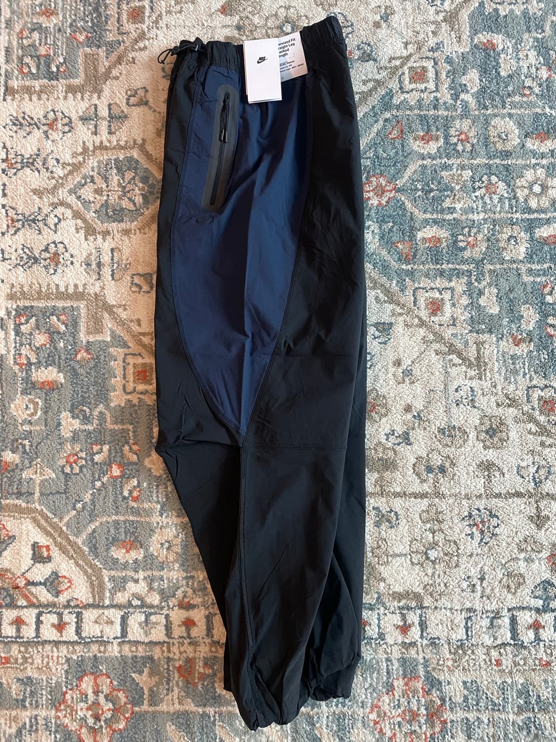 나이키 테크 드라이핏 우븐 컬러 블록 오버사이즈 블랙 팬츠 (새제품. L 상품이미지2