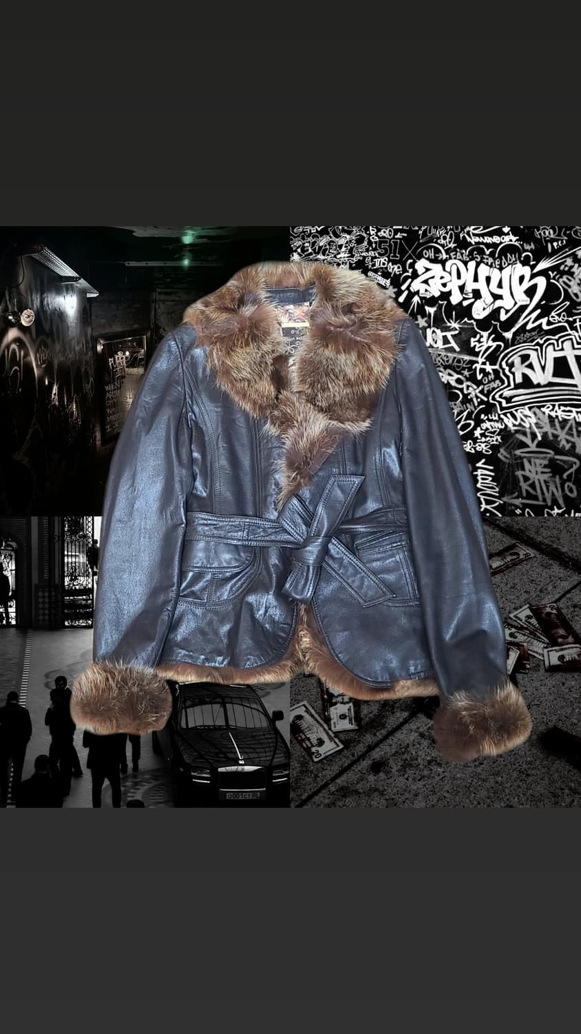 폭스퍼 가죽자켓 상품이미지1