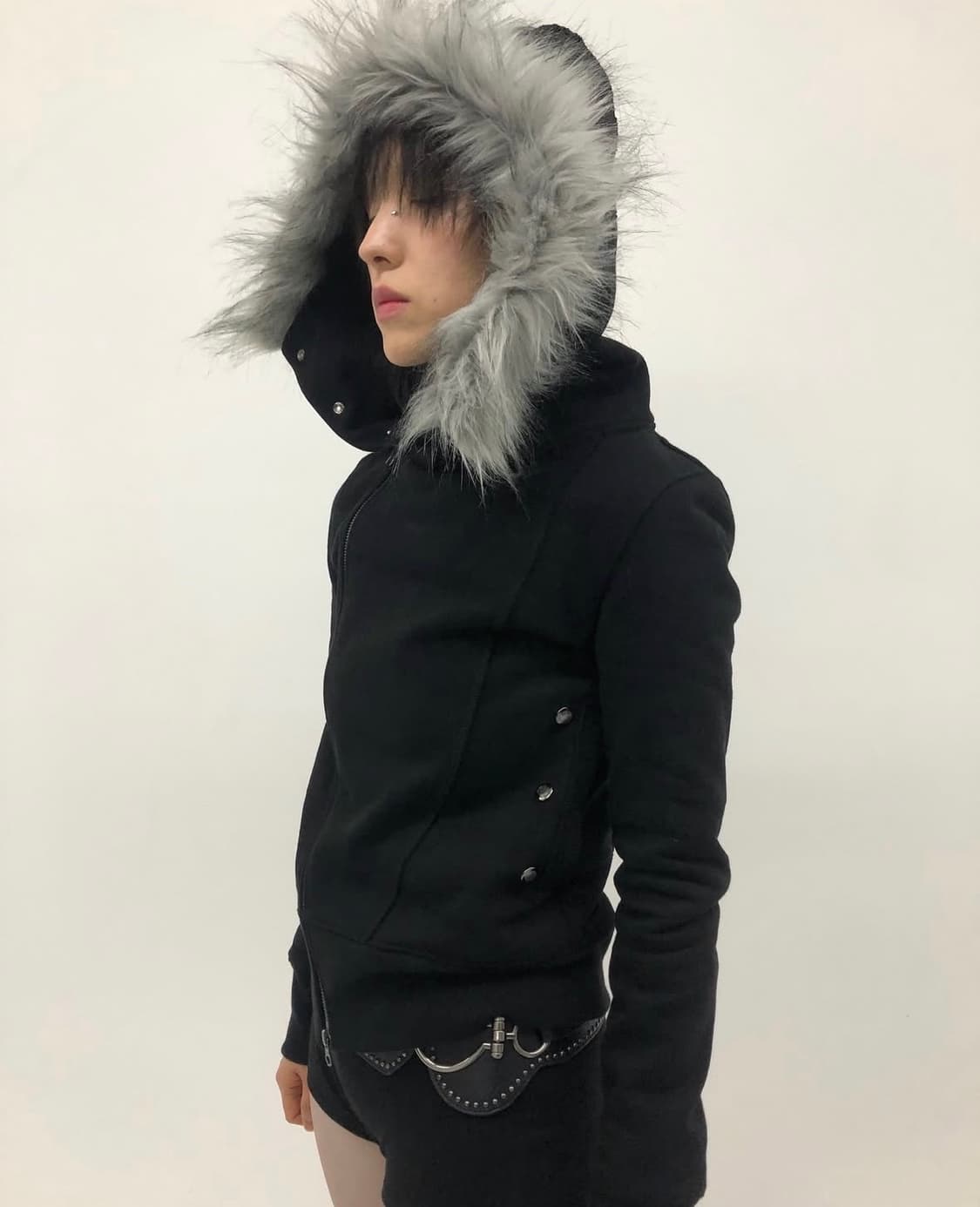 unbalanced fur hoodie 상품이미지2