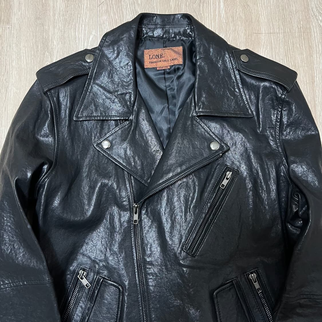 론 LONE 레더 남성 양가죽 더블 라이더 가죽자켓 L/100  상품이미지2