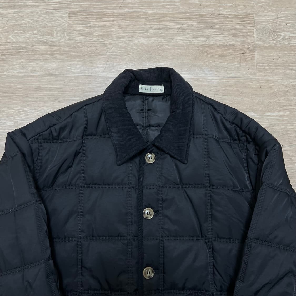 킬시티 코듀로이 카라 경량패딩 퀼팅점퍼 [블랙]  L/100 상품이미지2