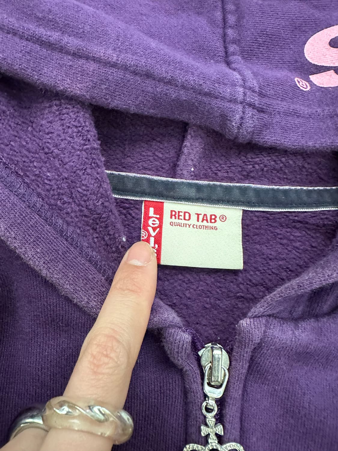 155)리바이스 빈티지 여성 크라운 큐빅 패치 퍼플 후드집업 상품이미지5