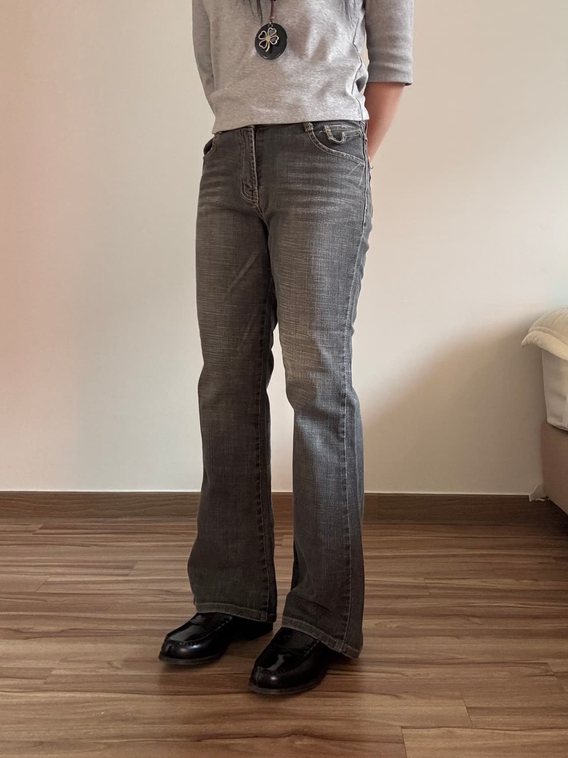 자수 데님 부츠컷 팬츠 상품이미지3