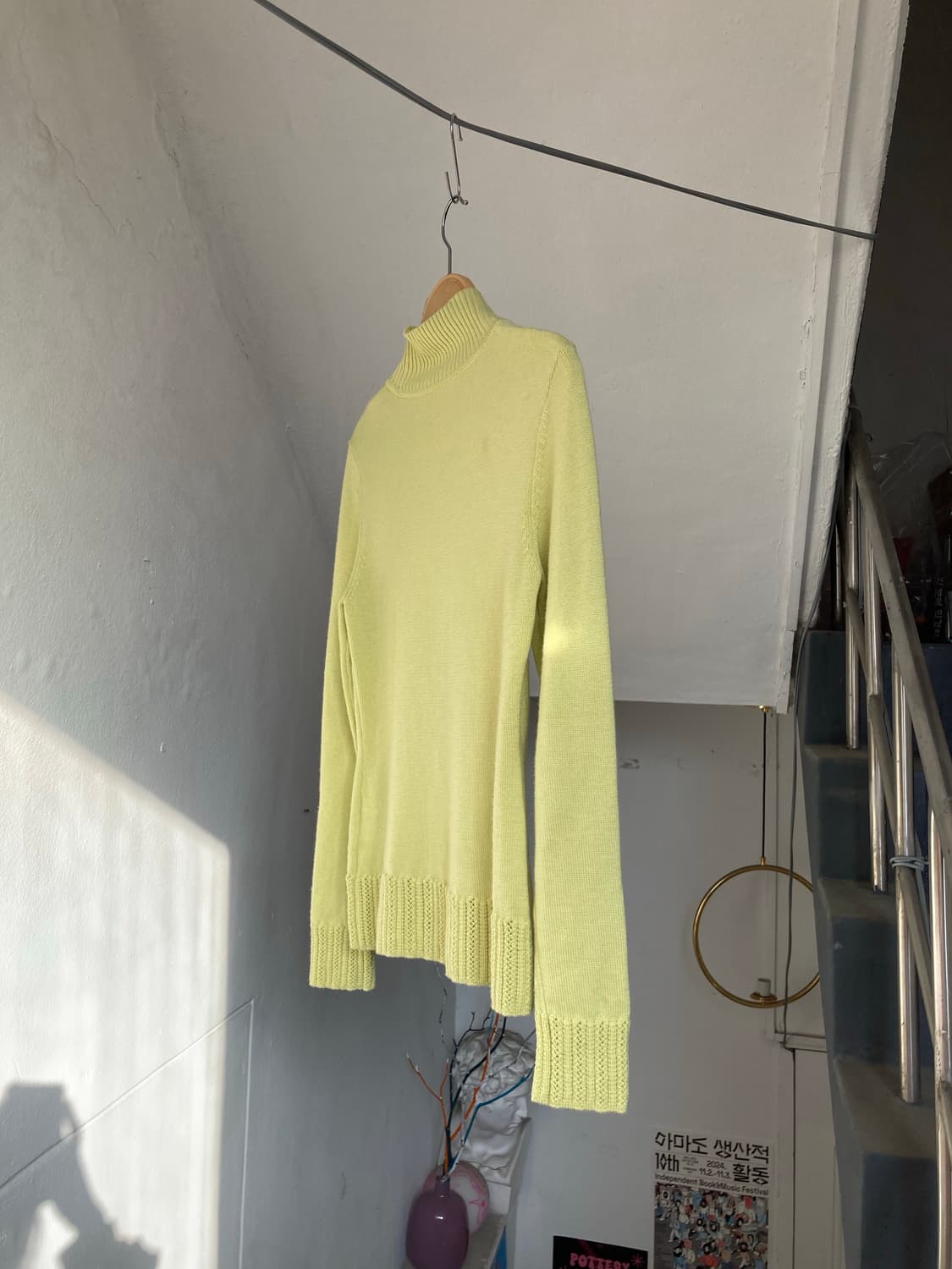 빈티지 연두 폴라넥 니트 상품이미지6