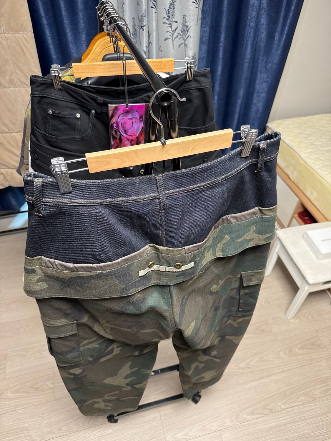 앤더슨벨 초회판 카모플라쥬 더블 웨이스트 워크 와이드 레그 진 34 상품이미지10