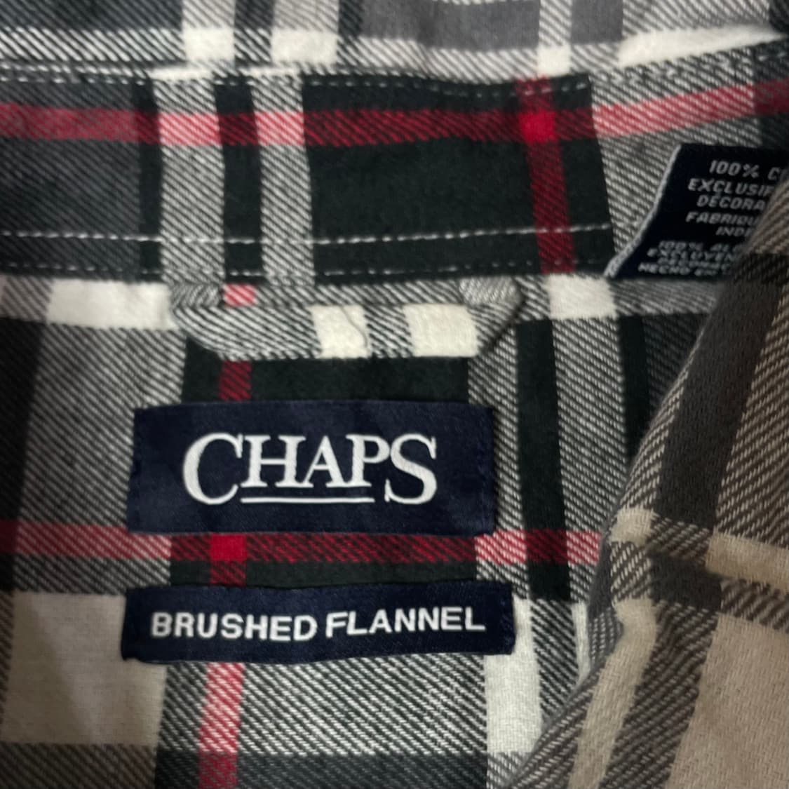 챕스 블랙 화이트 레드 멀티 체크 원포켓 긴팔 셔츠 3XL 상품이미지4