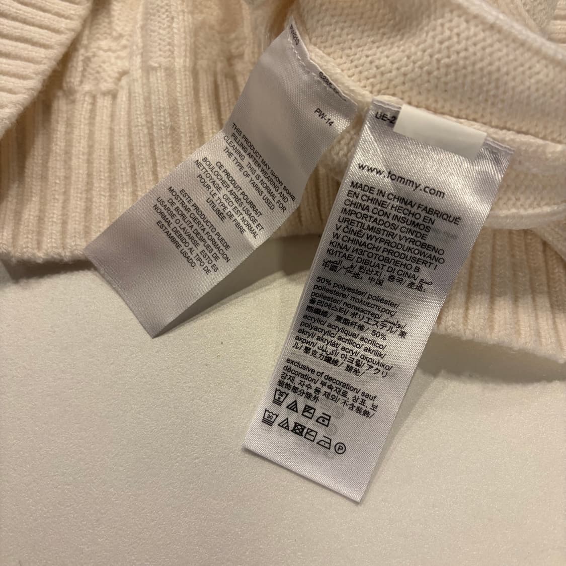 [M] 타미진스 빅로고 아이보리 화이트 케이블 니트 후드티 D804 상품이미지7