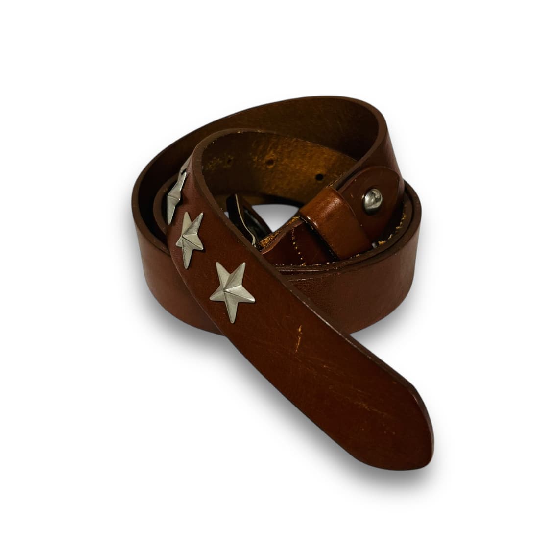 Western Brown Leather Star Stud Belt 상품이미지3