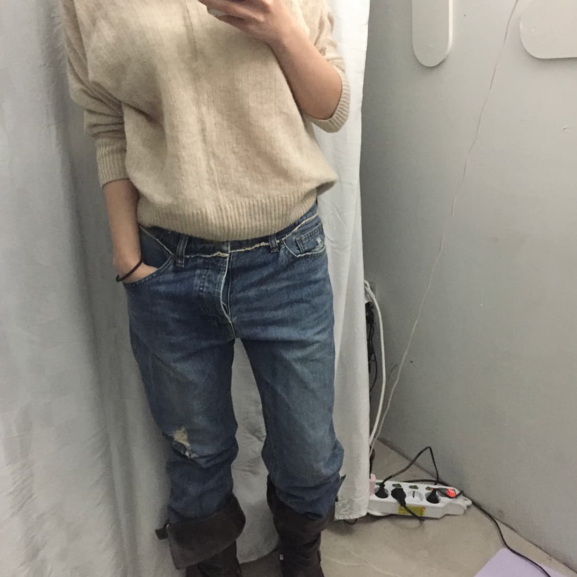 System 시스템 연청 디스트로이드 데님 팬츠 상품이미지3