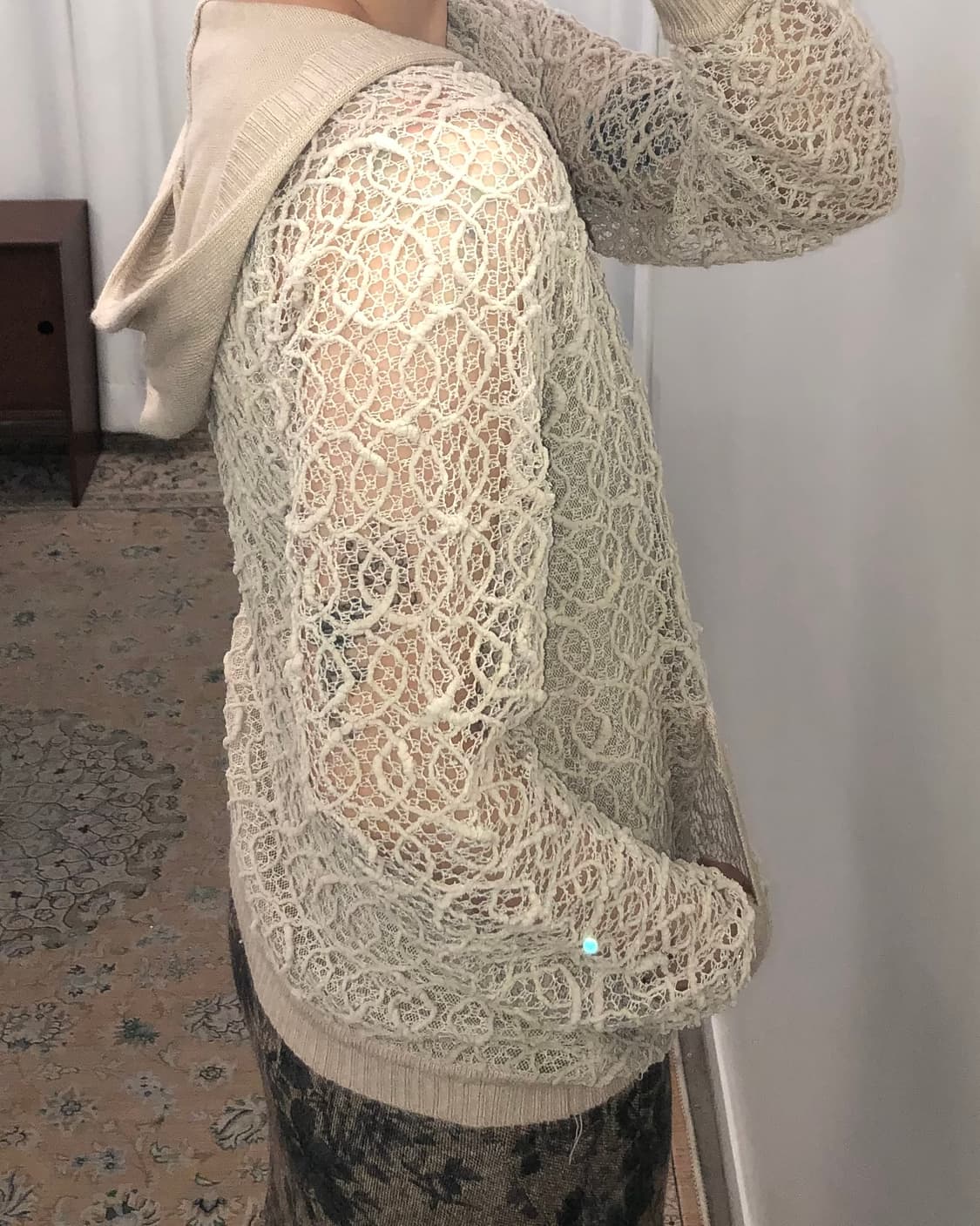 뮤트베이지 시스루 후드 상품이미지3