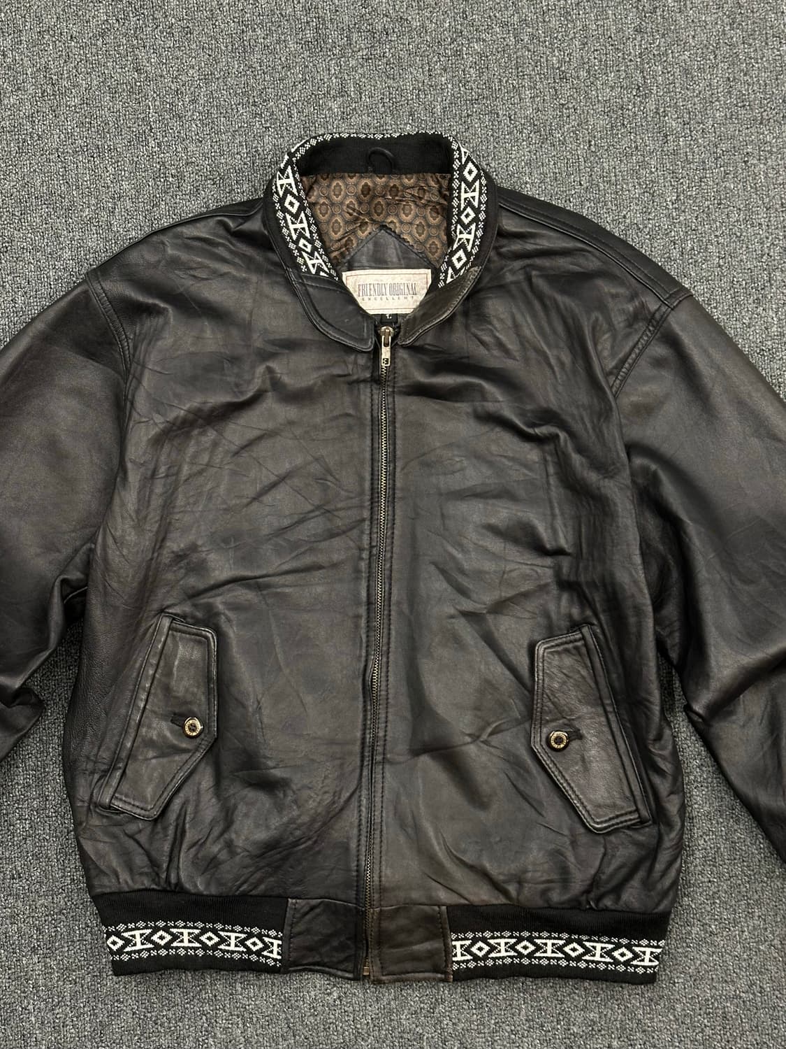 L)FRIENUDLY ORIGNAL 빈티지 가죽 블루종 자켓 상품이미지4
