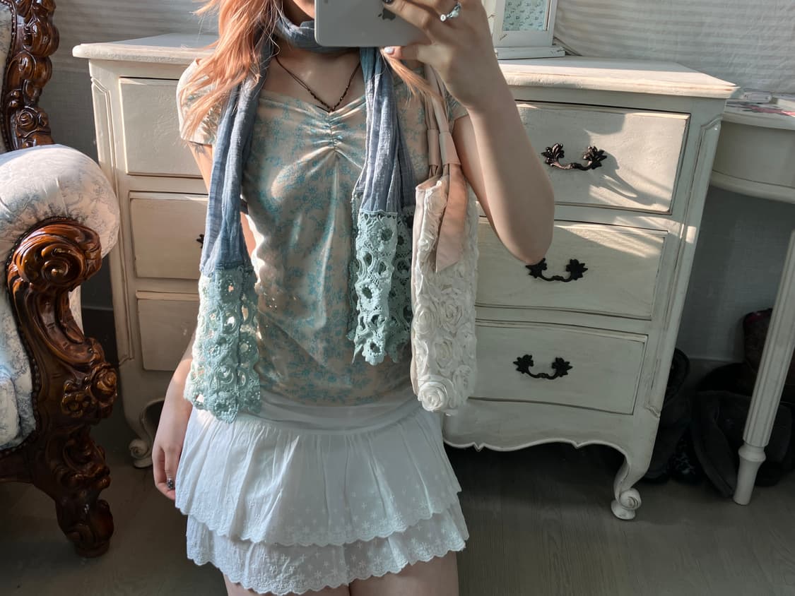 Kumikyoku 쿠미쿄쿠 민트 플로럴 오프숄더 상품이미지4