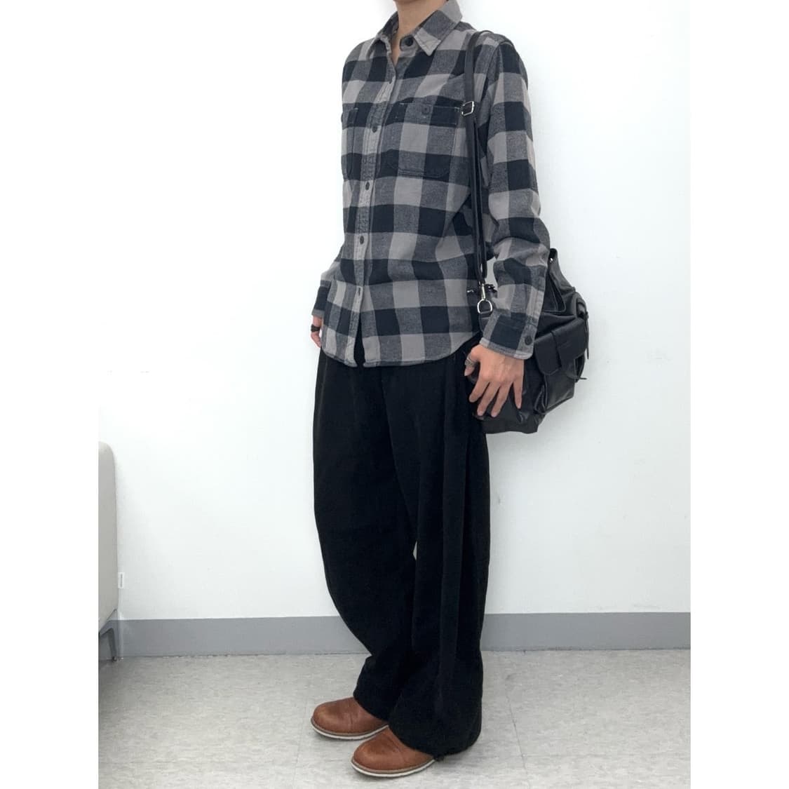 빈티지 그레이 체크 셔츠 상품이미지3