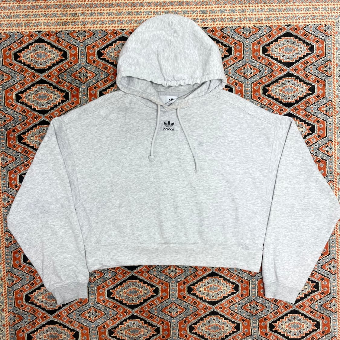 아디다스 오리지날 그레이 오버핏 크롭 후드티셔츠 여성S 상품이미지1