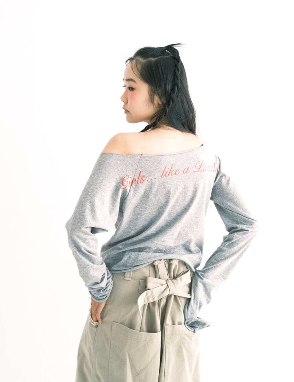 샵페어리 컷 오프 티셔츠 멜란지 그레이 새상품 상품이미지2