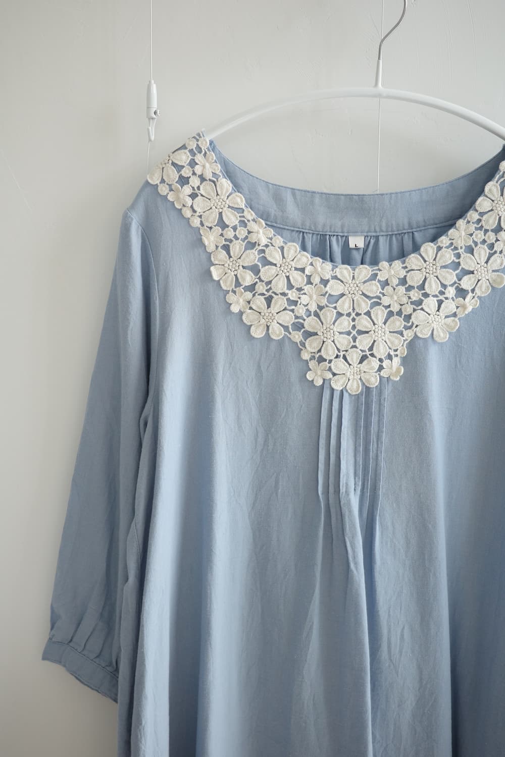  Antique crochet misty blue blouse 상품이미지3