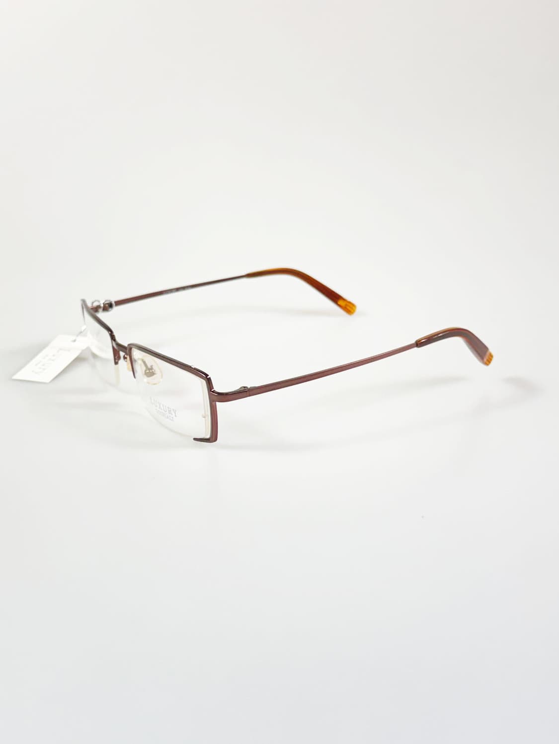 LUXURY OCCHIALI 브라운 메탈 반무테 스퀘어 빈티지 안경 상품이미지3