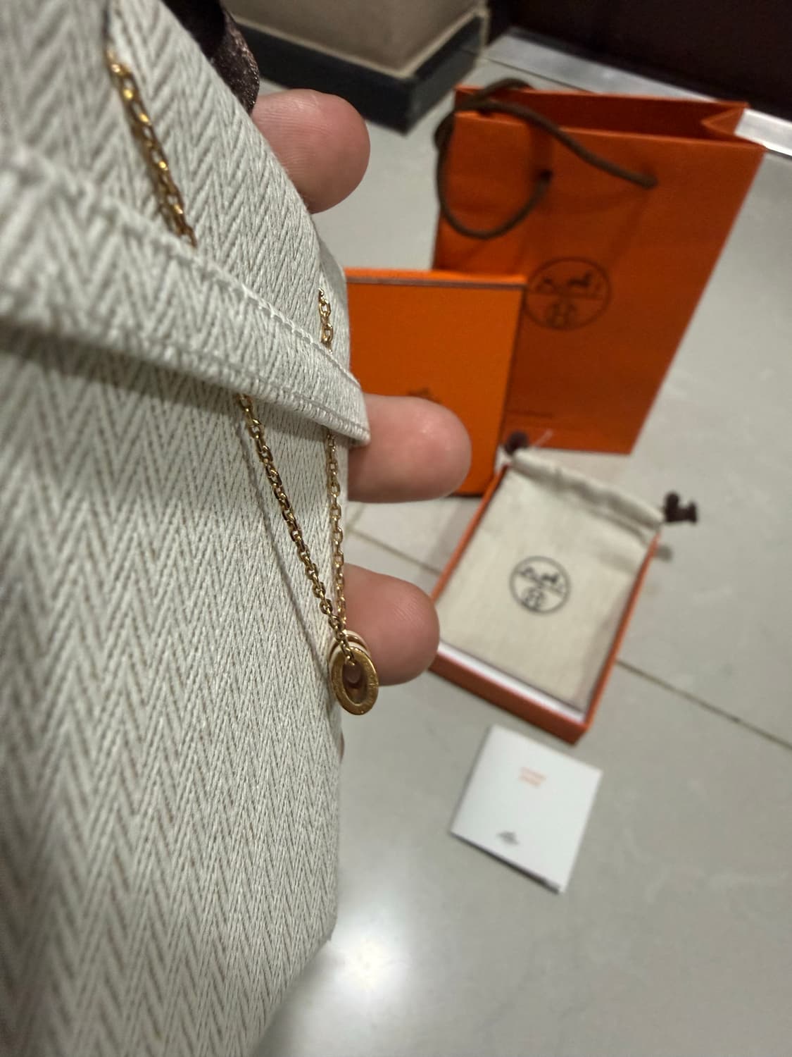 [당일출고,풀박스] 에르메스 미니 팝아슈 목걸이 로즈골드 상품이미지4