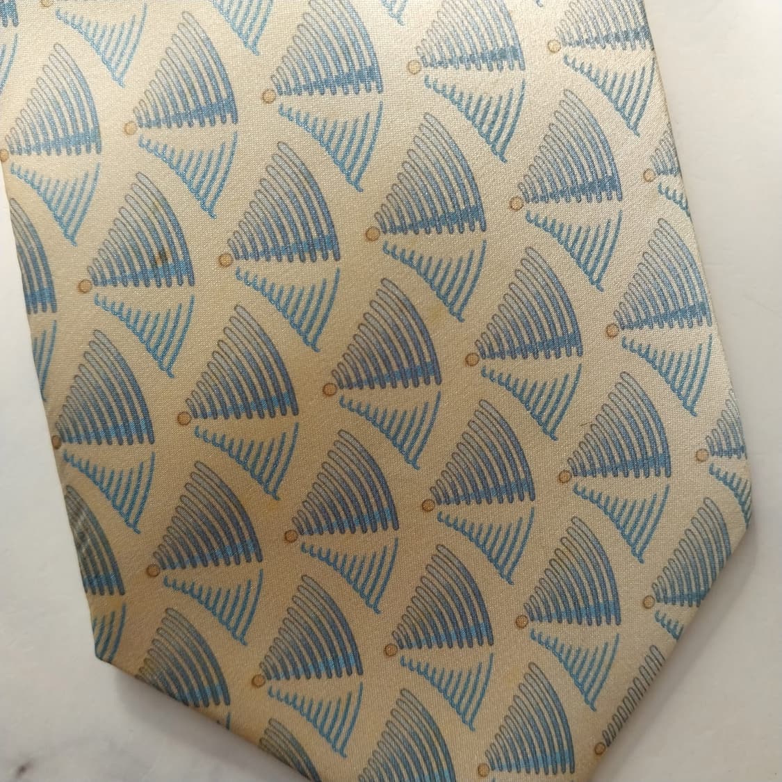 랑방 실크 아이보리 기하 패턴 넥타이 9cm A등급 K1729
 상품이미지7