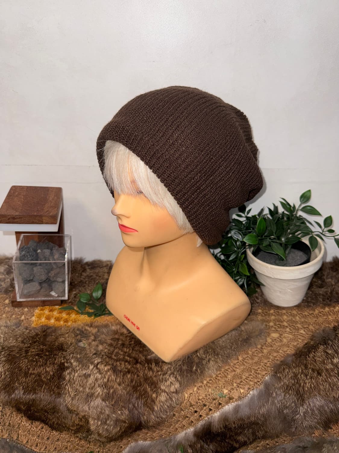 Ivory grunge cross reversible loose 비니 상품이미지5