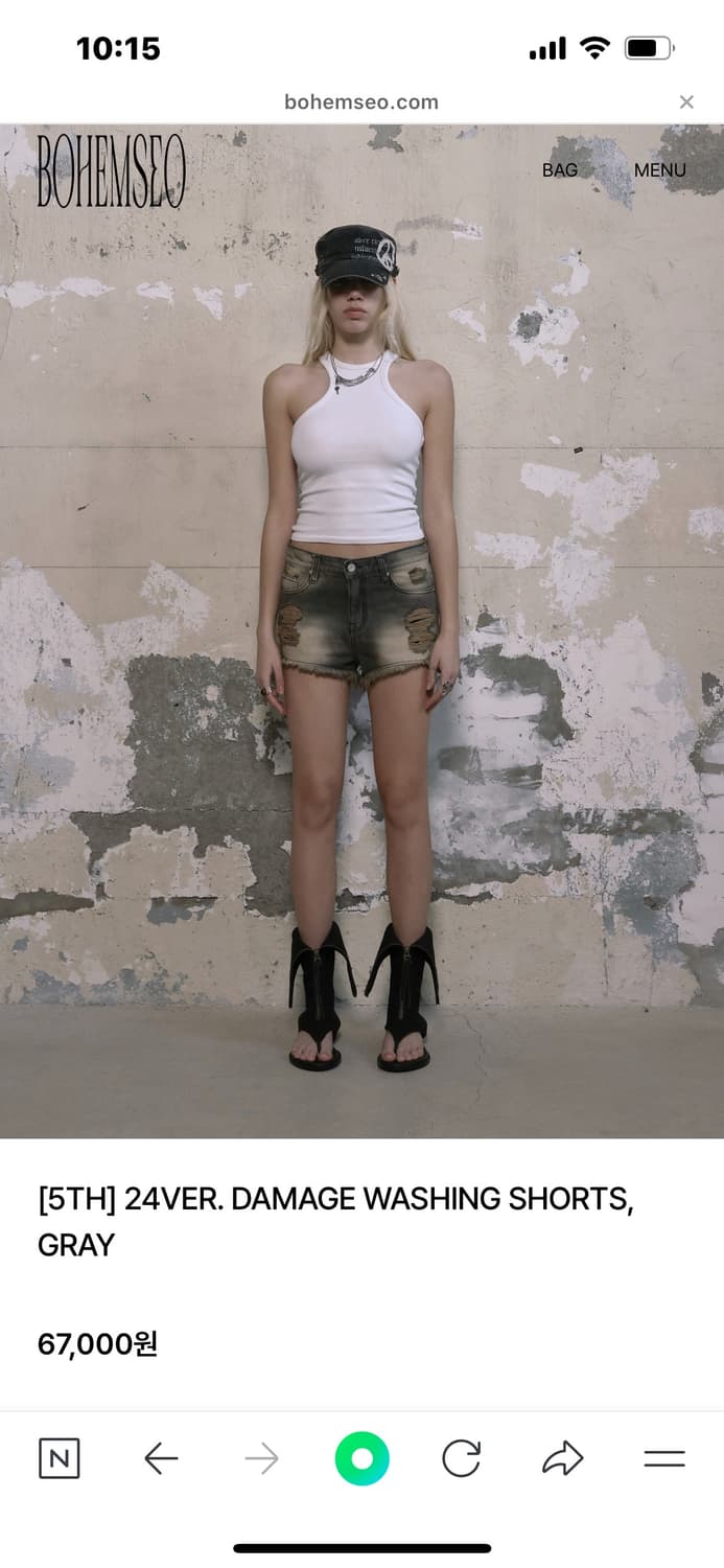 24VER. DAMAGE WASHING SHORTS, GRAY 상품이미지1