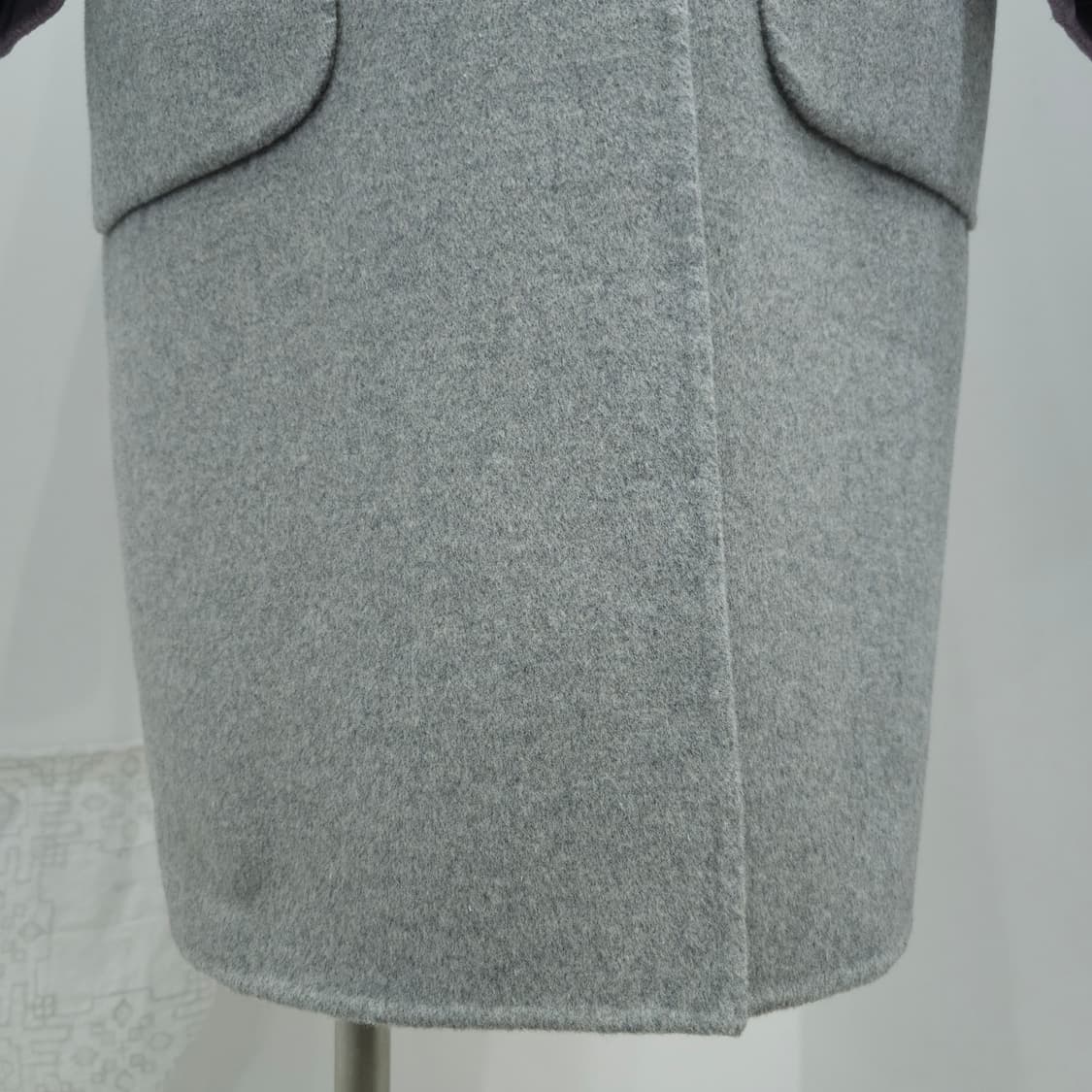 울 그레이 삼색컬러 배색 오버핏 롱코트 상품이미지6