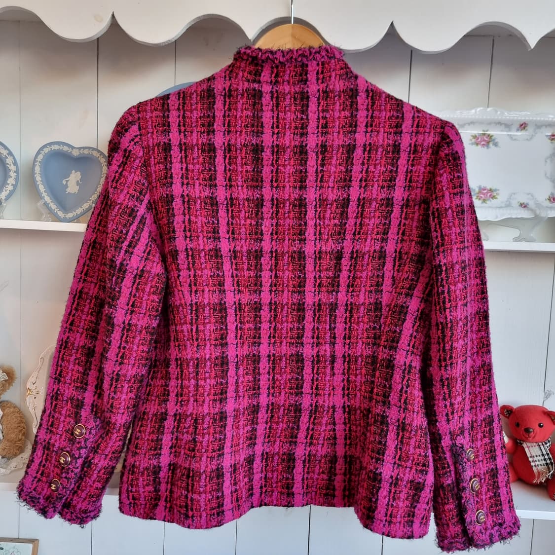 CHANEL샤넬트위드자켓 핫핑크 체크 상품이미지3