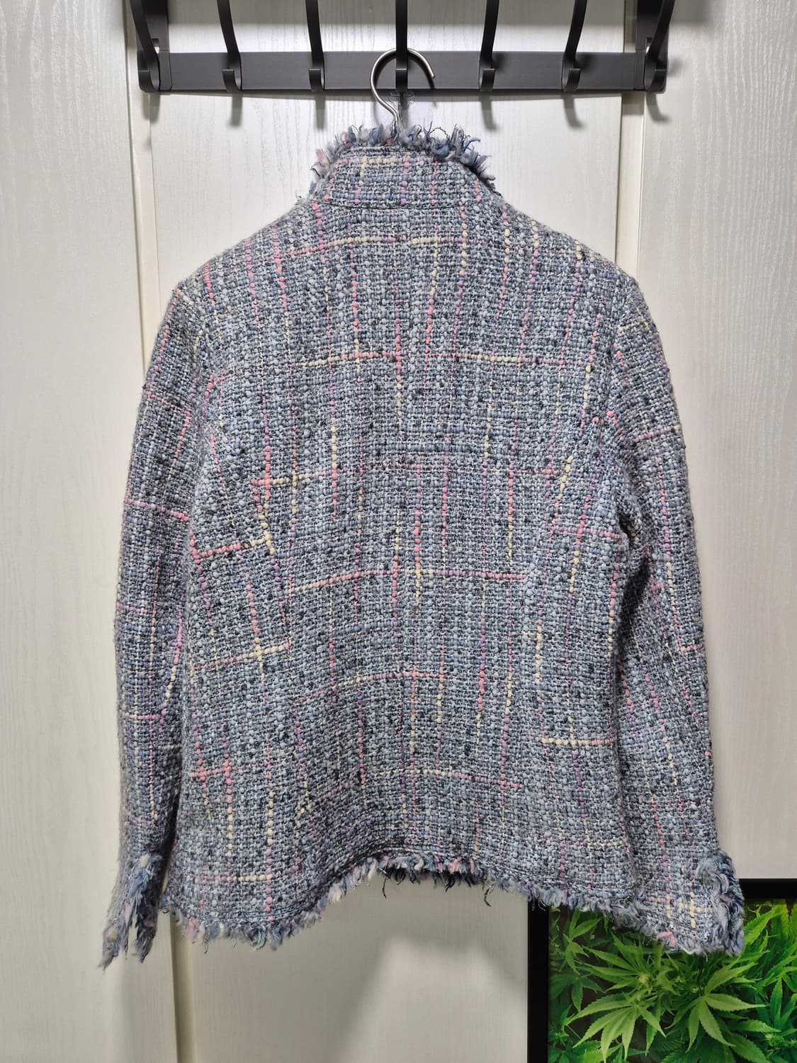 하늘색 트위드 체크 자켓 상품이미지10