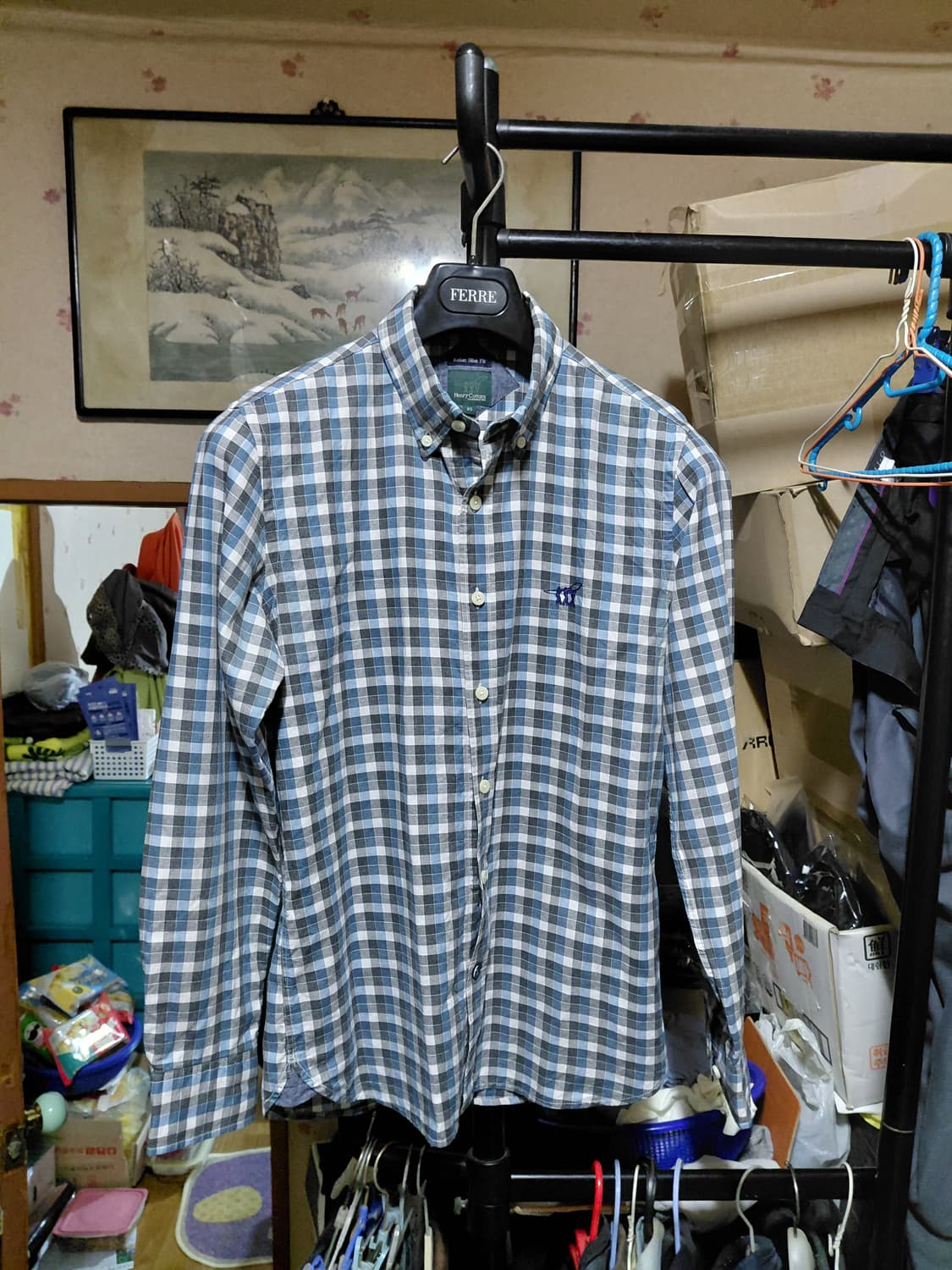 [헨리코튼]코튼 체크 셔츠 95사이즈  상품이미지3