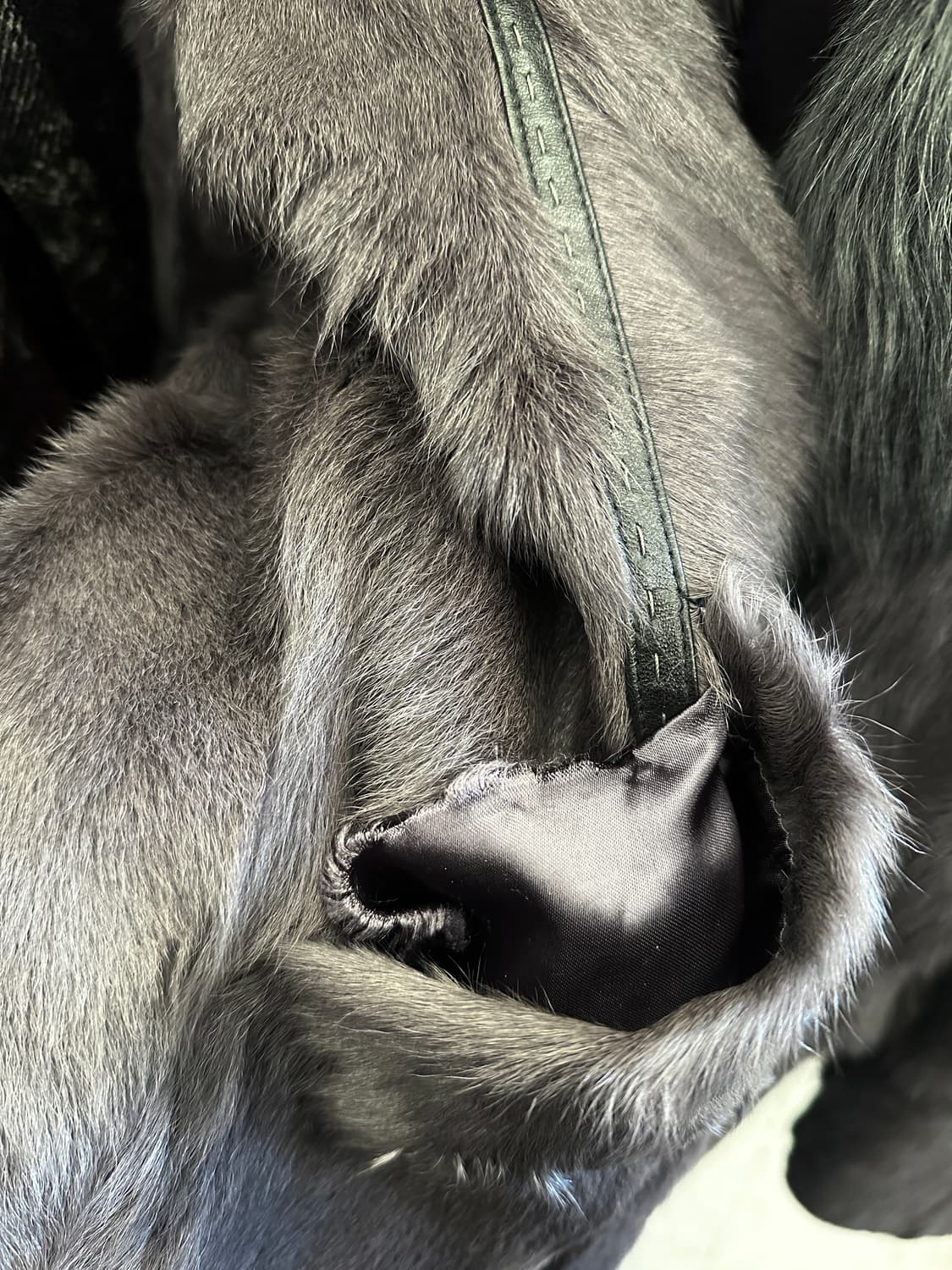 Stitch leather mix fur jacket / grey 상품이미지9