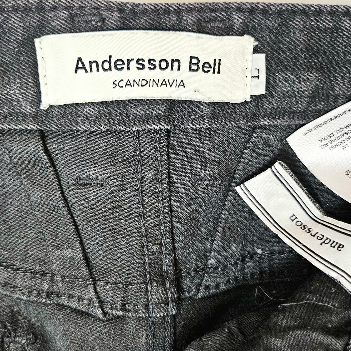 [L(32)][앤더슨벨]디스트로이드 사이드 지퍼 블랙 진 상품이미지8