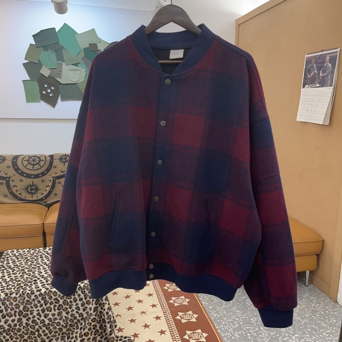 아크메드라비 빈티지 버건디 체커보드 바시티 자켓 2 C08852 상품이미지3