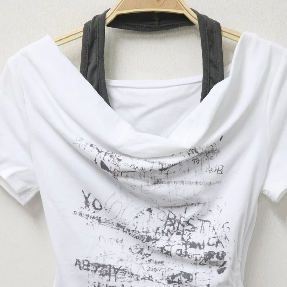 레이어드 셔링 반팔 티셔츠 66472 상품이미지3