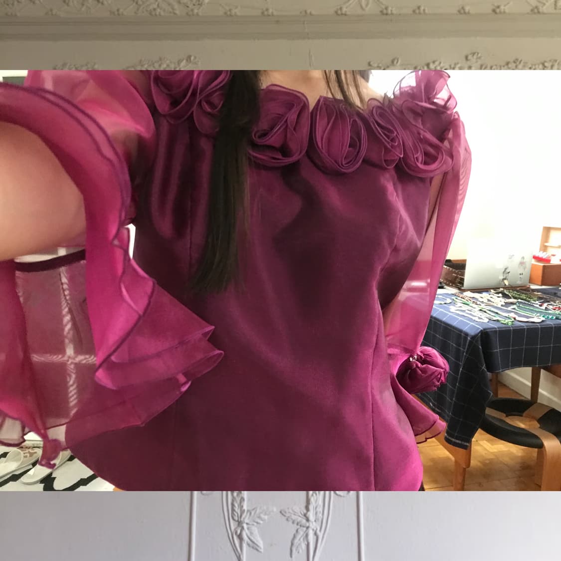 vintage rose organza blouse 상품이미지5