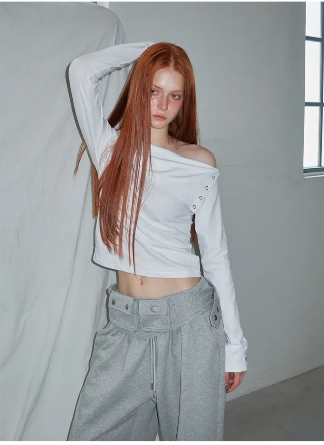 Snap Off Long Sleeve Tee White 스냅 롱슬리브 상품이미지1